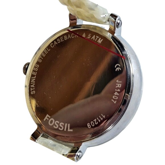 Fossil Heather Three Hand Resin Watch Pearlized White Jr1407 WOMEN'S NWT - Picture 5 of 7